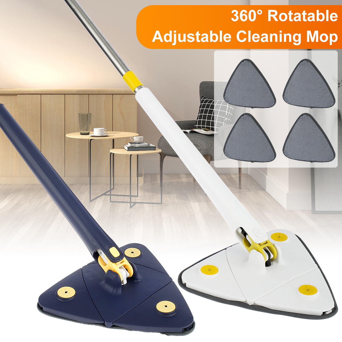 Cleaning Mop 360° Rotatable Adjustable Cleaning Mop Push-Pull Automatic  Squeezing Mop Long Handle Flat Mop Microfiber Floor - AliExpress